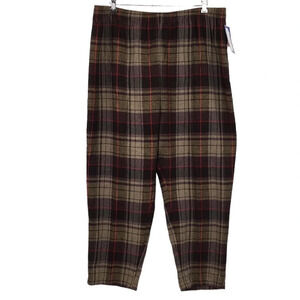 Blair Vintage Brown Gray Plaid Flannel Pull On‎ Pants Womens 24 1/2 Tapered Leg